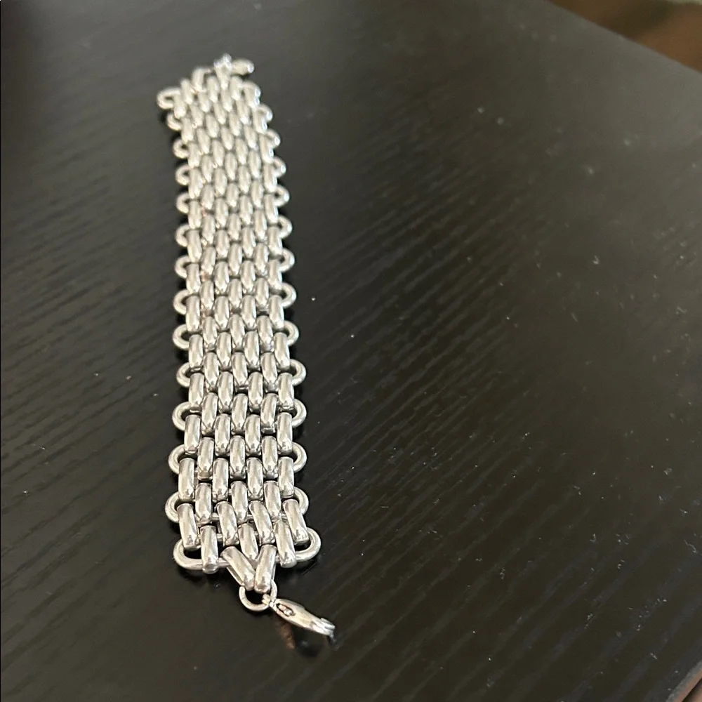 Lucky Brand  Wide Silver Tone Chain-Link Bracelet - Picture 5 of 5